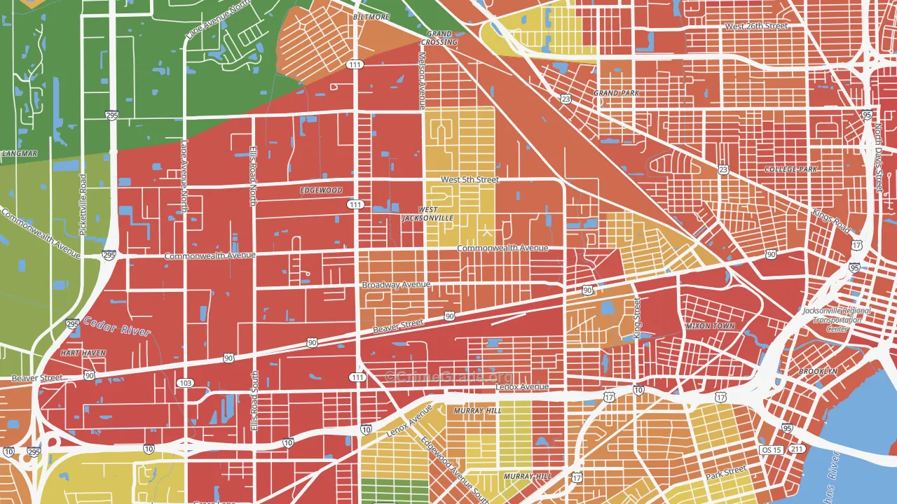 Woodstock, Jacksonville, FL Map of Vandalism Rates
