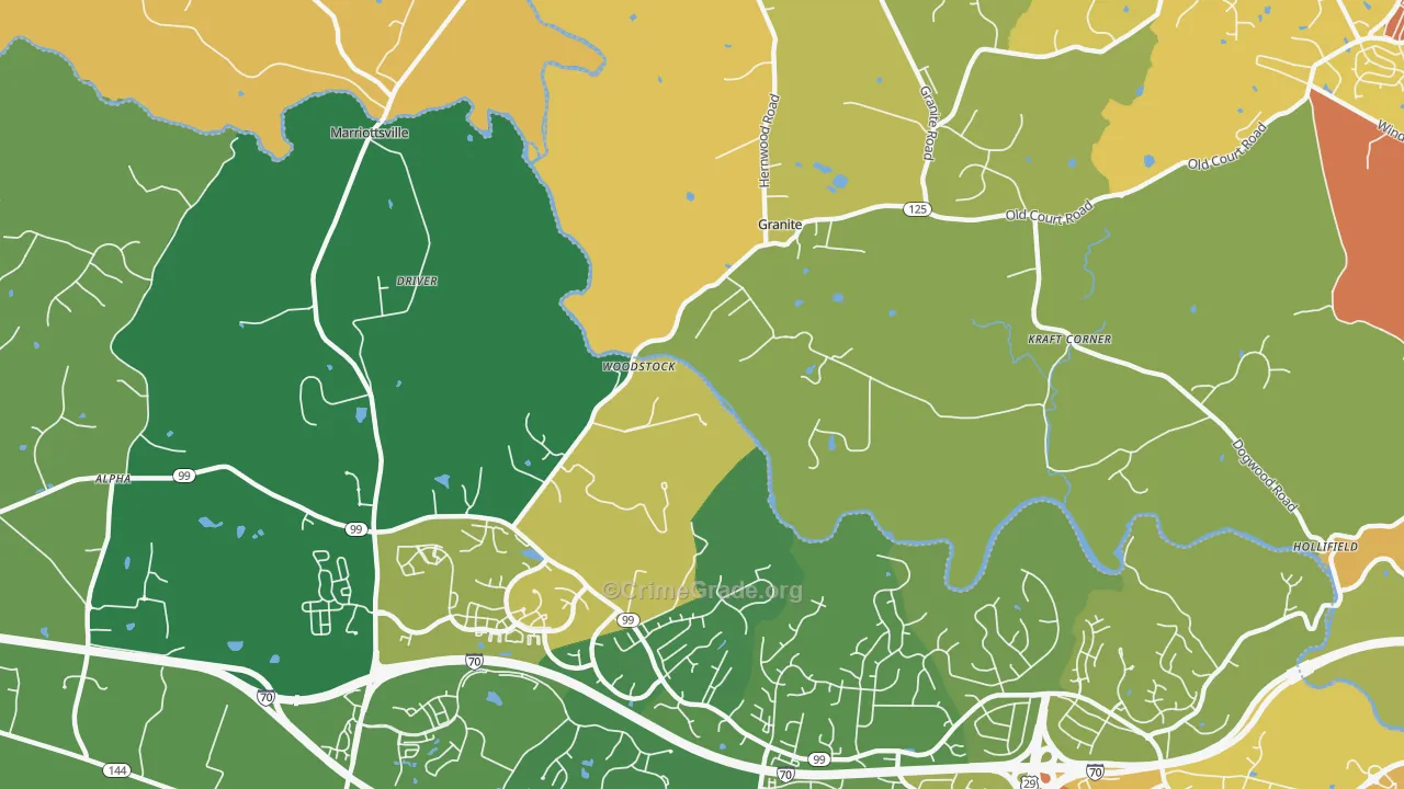 Woodstock, MD Map of Vandalism Rates