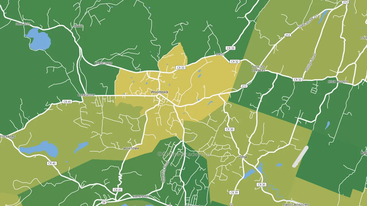 Woodstock, NY Map of Vandalism Rates