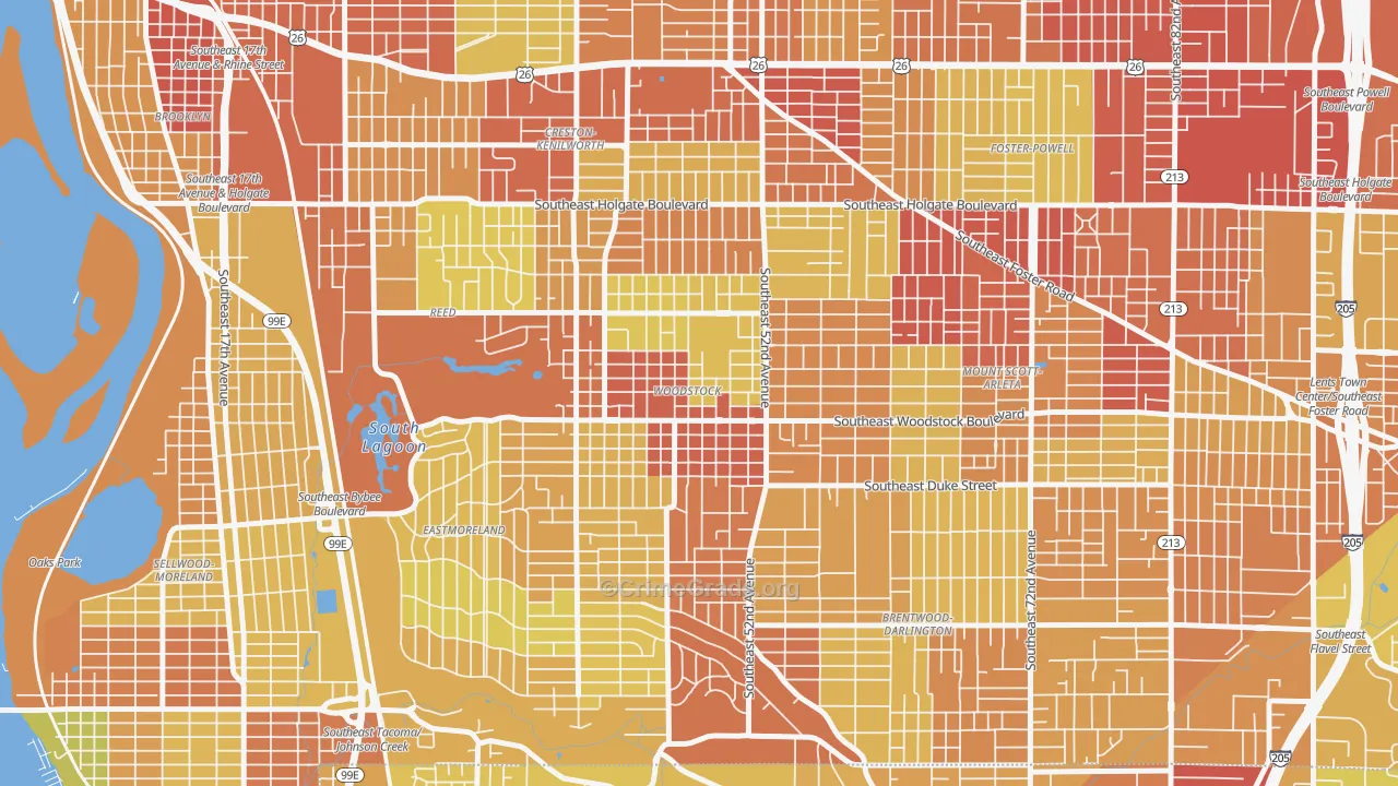 Woodstock, Portland, OR Map of Vandalism Rates