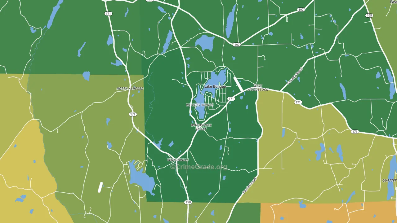 Woodstock Valley, CT Map of Vandalism Rates