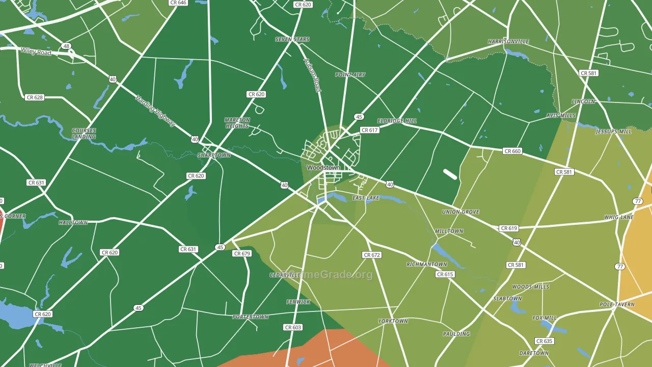 Woodstown, NJ Map of Vandalism Rates