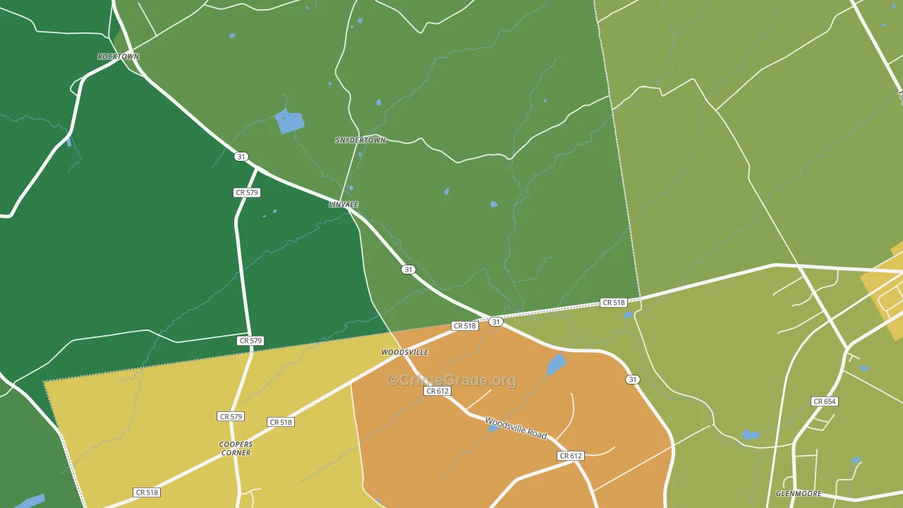 Woodsville, NJ Map of Vandalism Rates