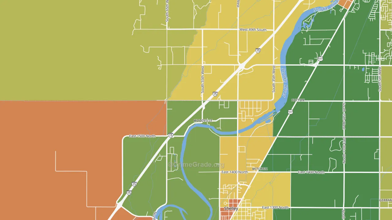 Woodville, ID Map of Vandalism Rates