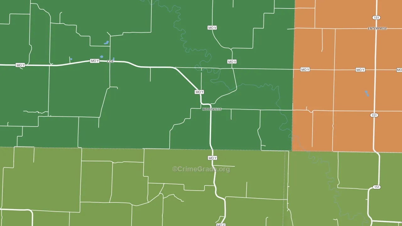Woodville, MO Map of Vandalism Rates