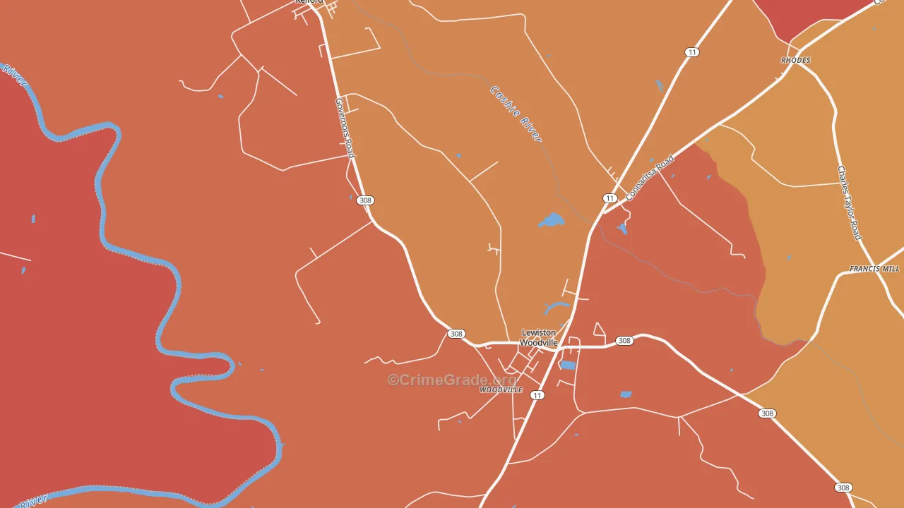 Woodville, NC Map of Vandalism Rates
