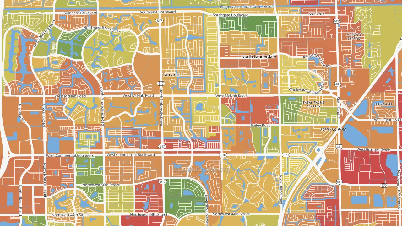 Woodville, North Lauderdale, FL Map of Vandalism Rates