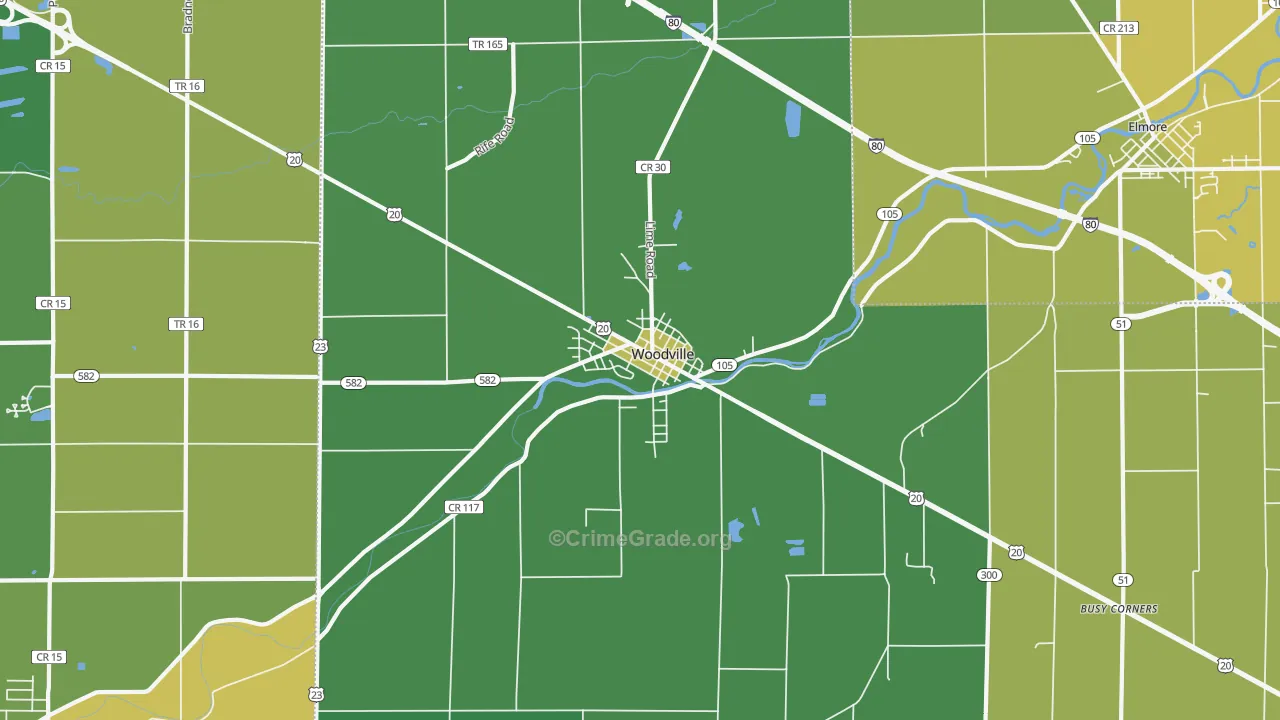 Woodville, OH Map of Vandalism Rates