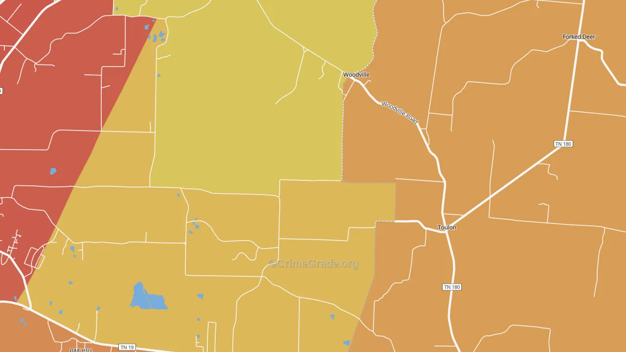 Woodville, TN Map of Vandalism Rates
