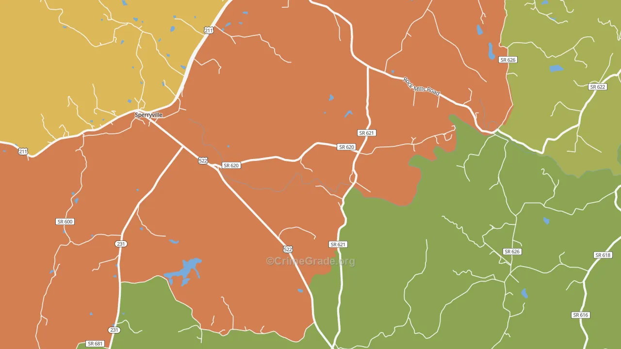 Woodville, VA Map of Vandalism Rates