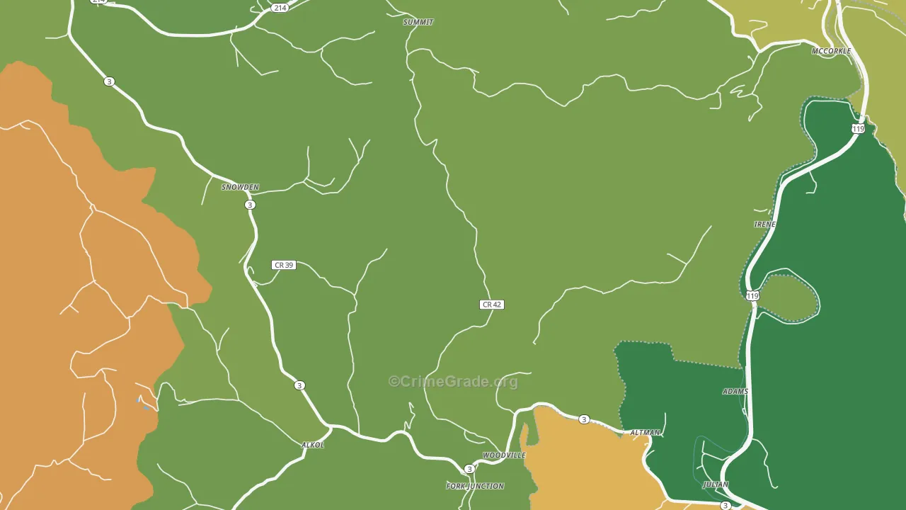 Woodville, WV Map of Vandalism Rates