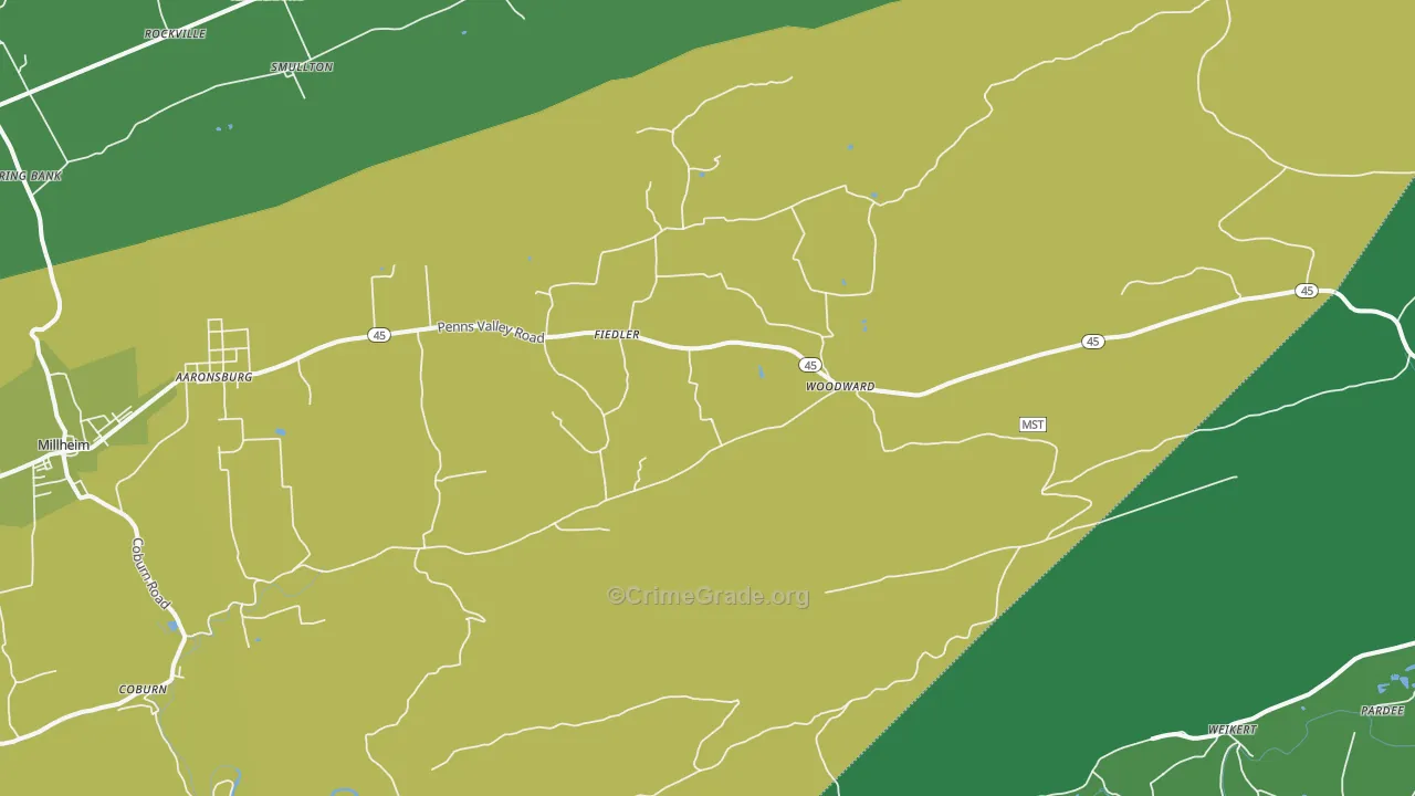 Woodward, PA Map of Vandalism Rates
