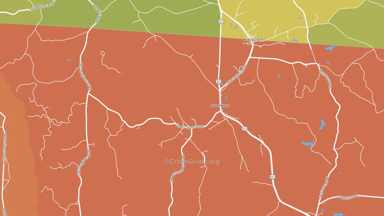 Woodward, SC Map of Vandalism Rates