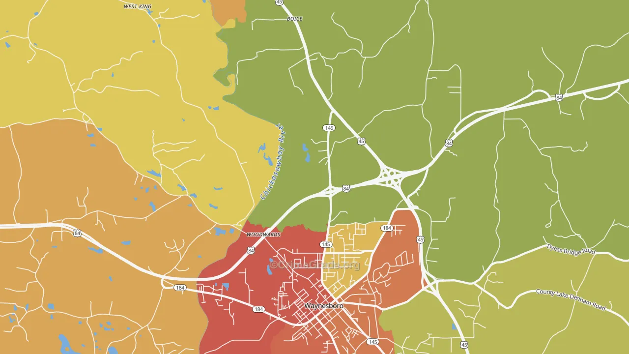 Woodwards, MS Map of Vandalism Rates