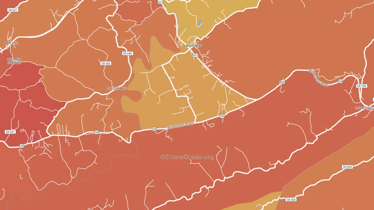 Woodway, VA Map of Vandalism Rates
