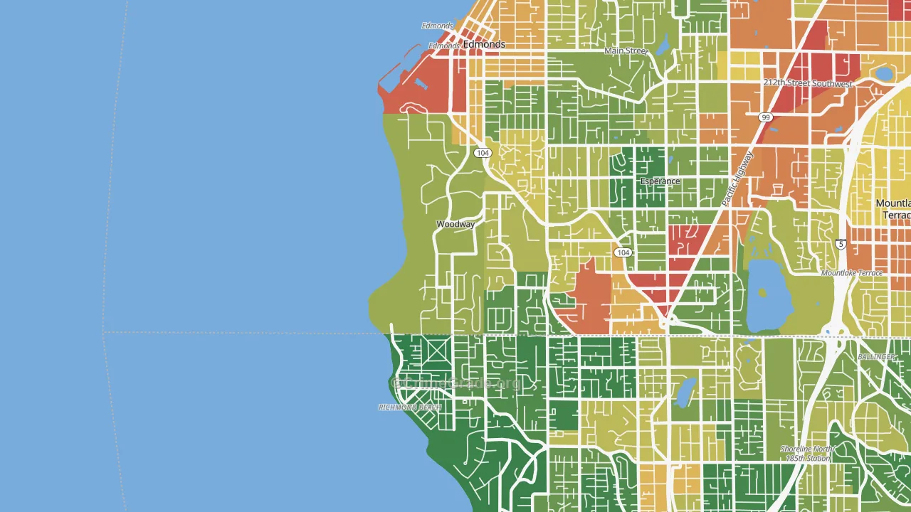 Woodway, WA Map of Vandalism Rates