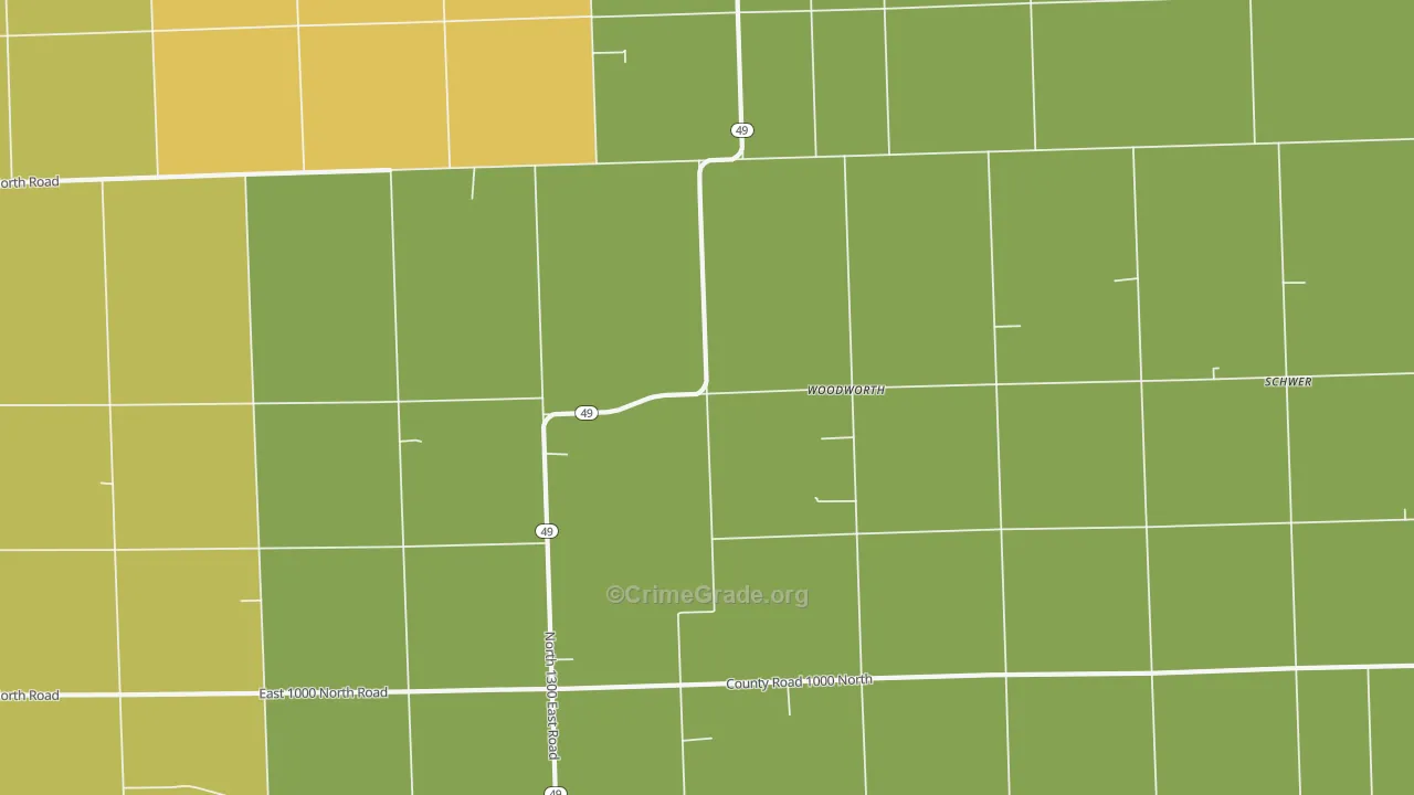 Woodworth, IL Map of Vandalism Rates