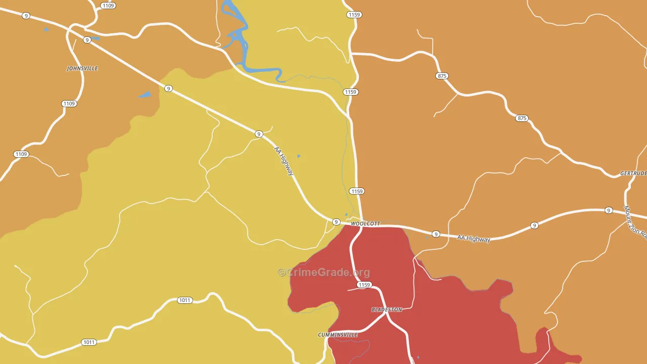 Woolcott, KY Map of Vandalism Rates