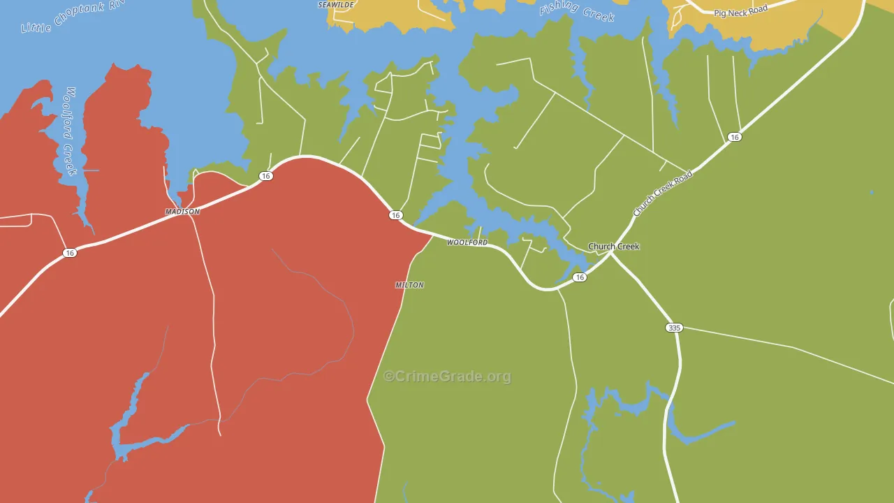 Woolford, MD Map of Vandalism Rates