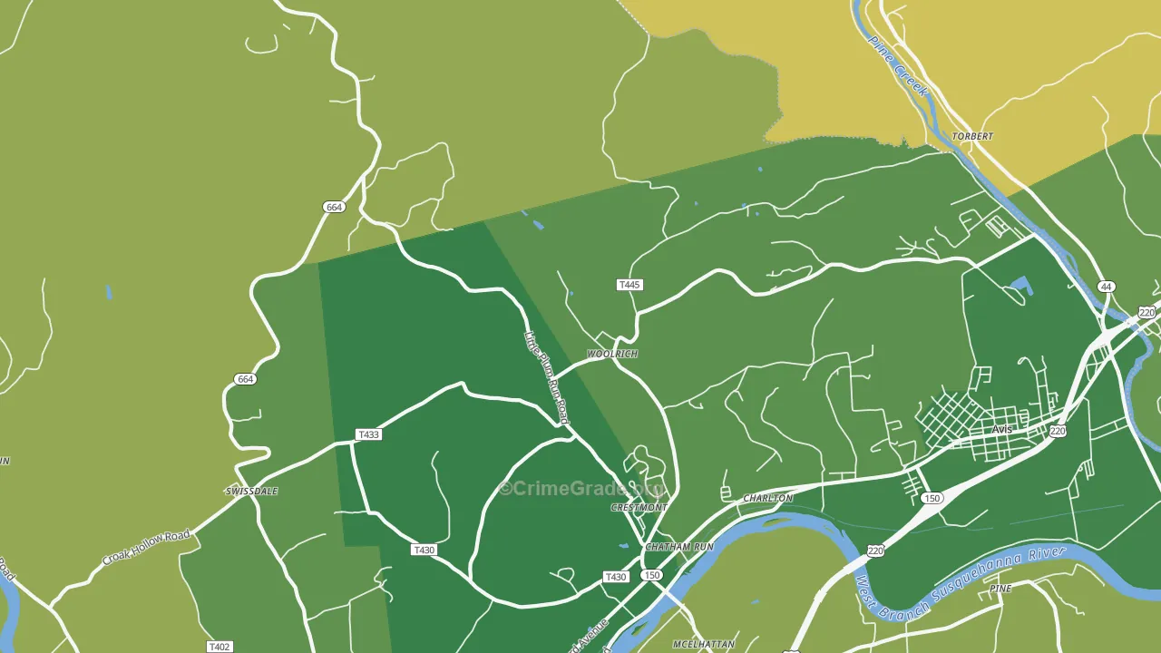 Woolrich, PA Map of Vandalism Rates
