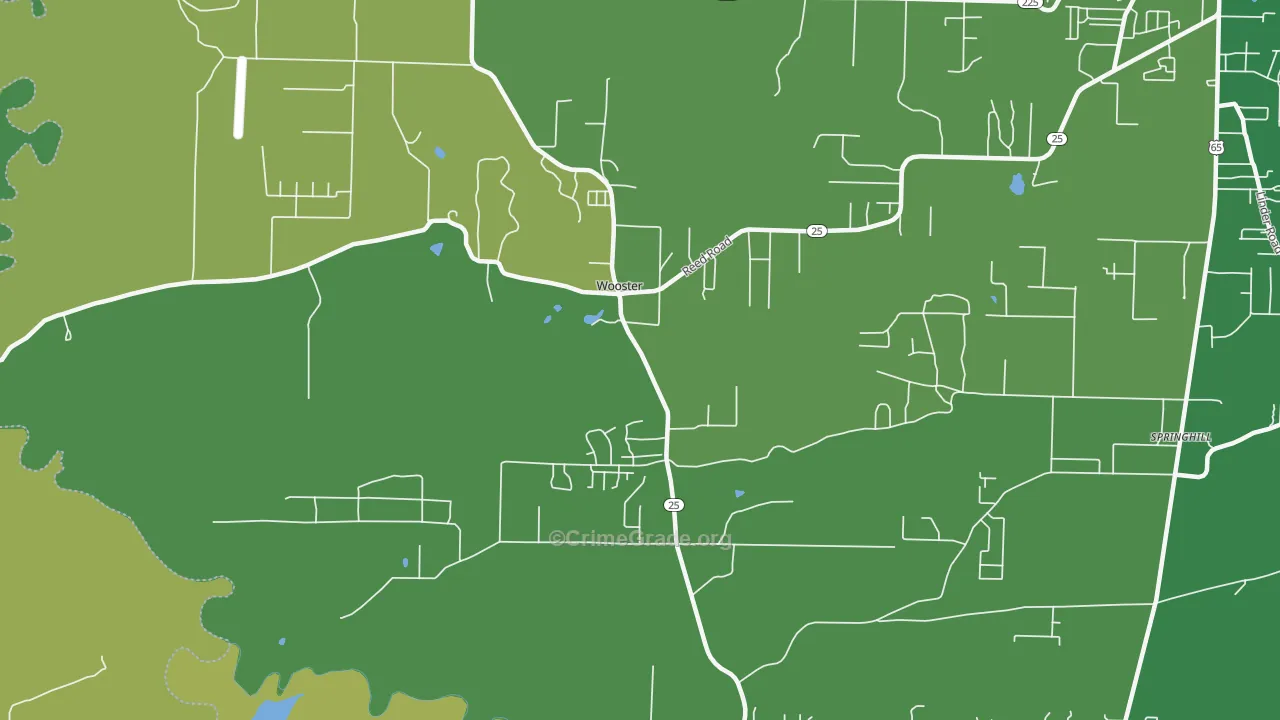 Wooster, AR Map of Vandalism Rates