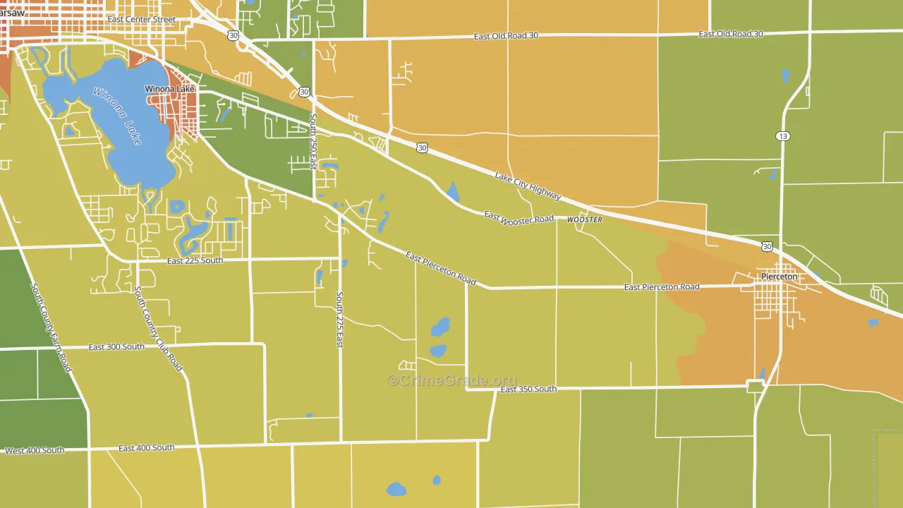 Wooster, IN Map of Vandalism Rates