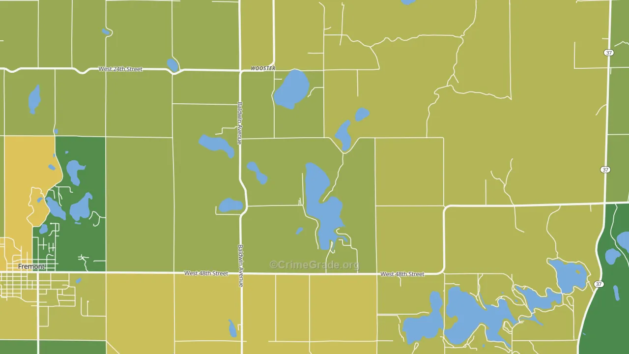 Wooster, MI Map of Vandalism Rates