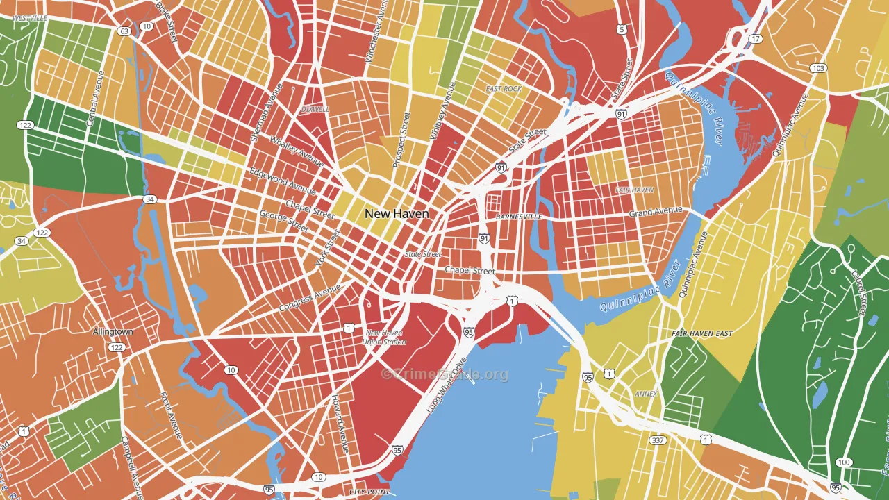 Wooster Square, New Haven, CT Map of Vandalism Rates