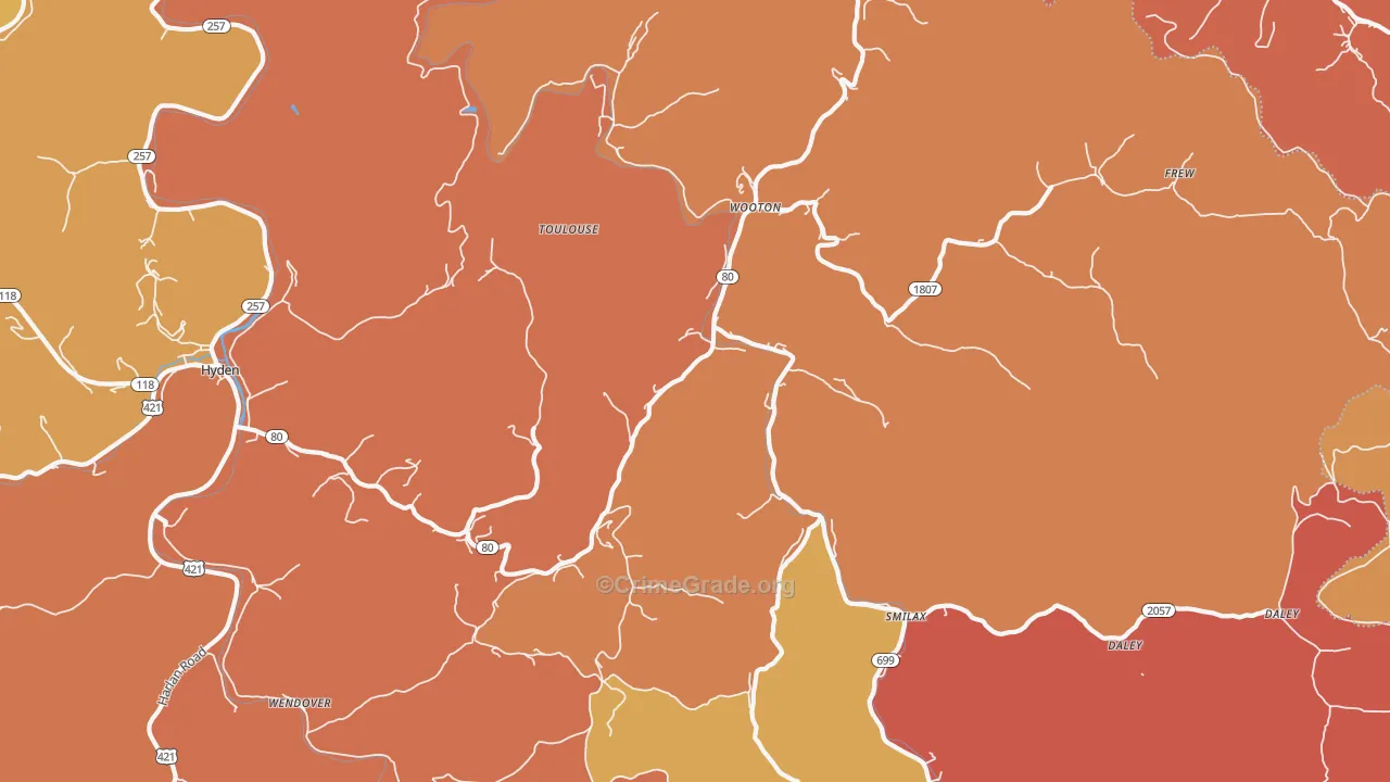Wooton, KY Map of Vandalism Rates