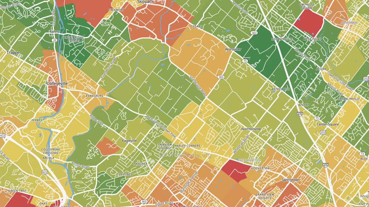 Worcester, PA Map of Vandalism Rates