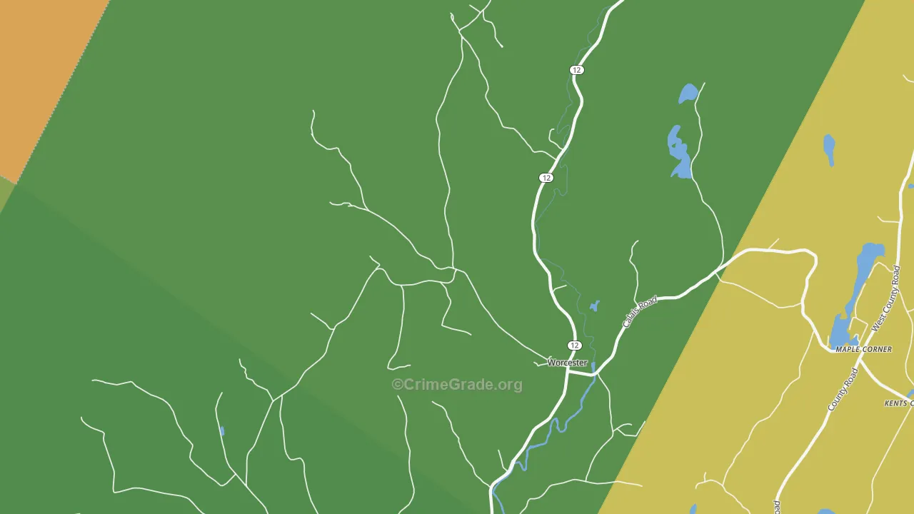 Worcester, VT Map of Vandalism Rates