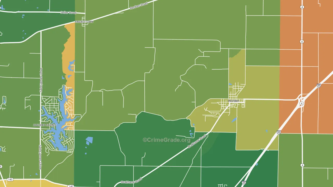 Worden, IL Map of Vandalism Rates