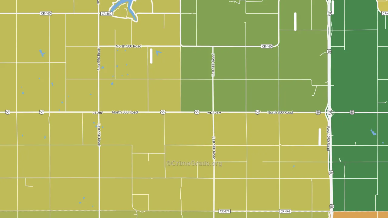 Worden, KS Map of Vandalism Rates