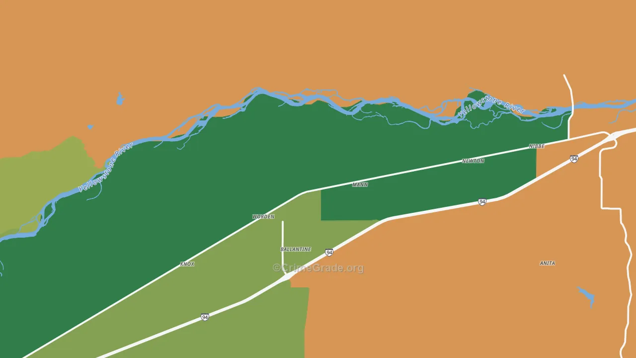 Worden, MT Map of Vandalism Rates
