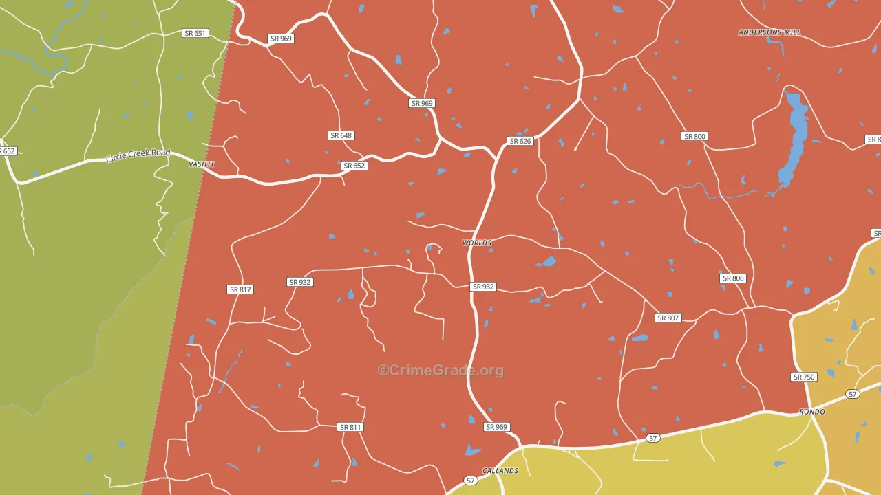 Worlds, VA Map of Vandalism Rates
