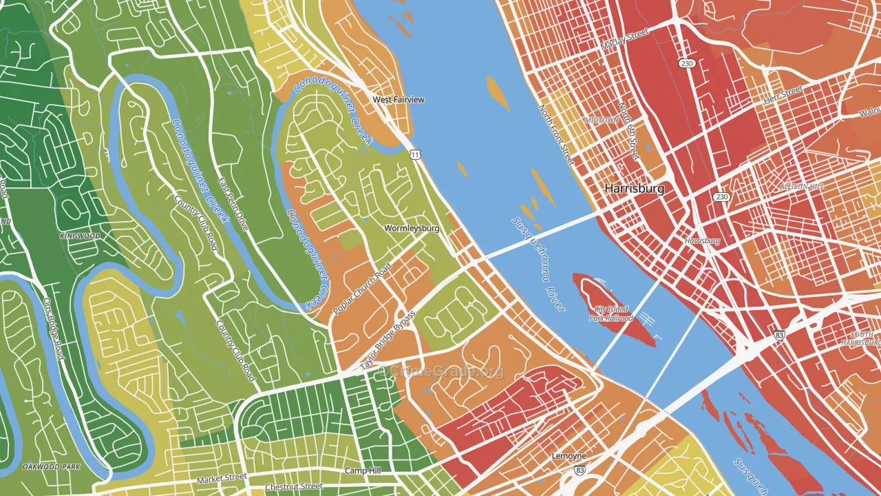 Wormleysburg, PA Map of Vandalism Rates