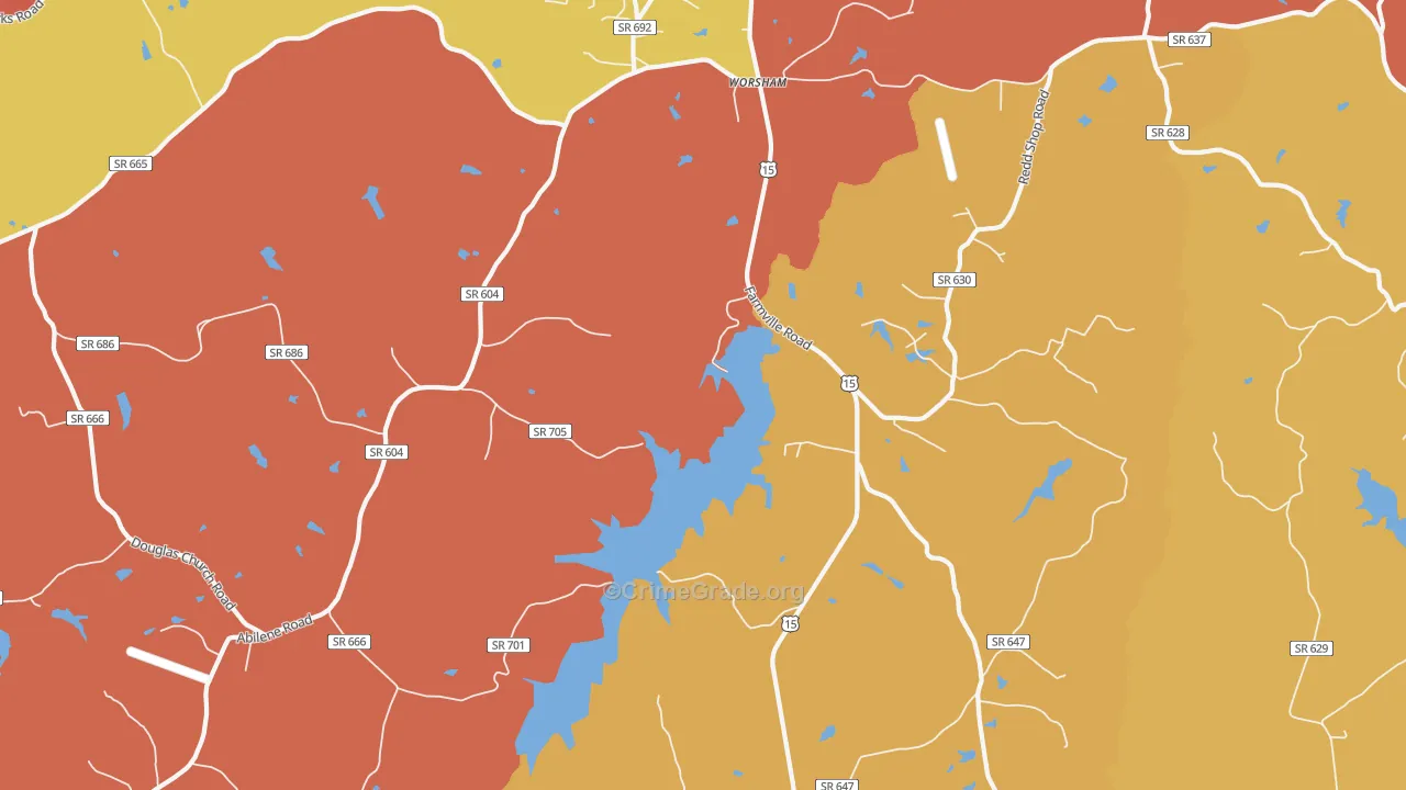 Worsham, VA Map of Vandalism Rates
