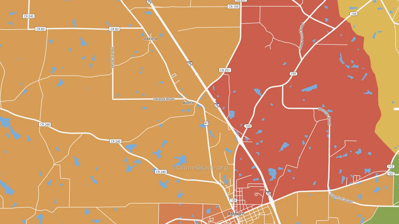 Worth, GA Map of Vandalism Rates