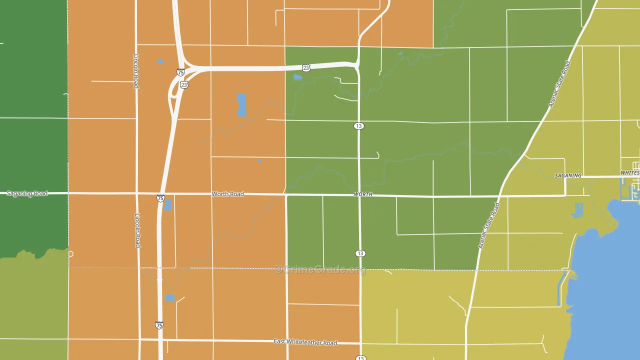Worth, MI Map of Vandalism Rates