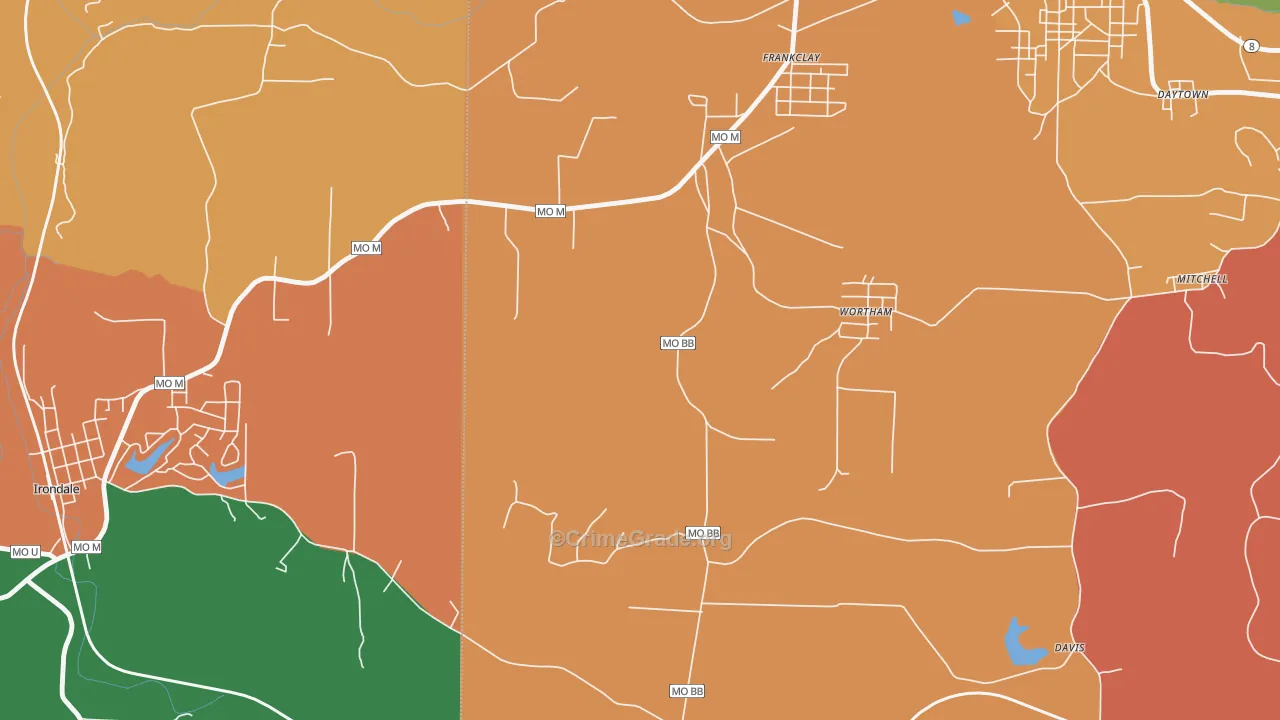 Wortham, MO Map of Vandalism Rates