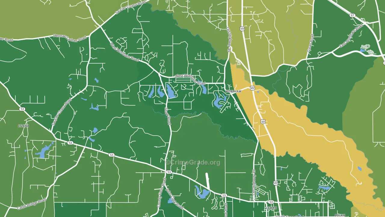 Wortham, MS Map of Vandalism Rates