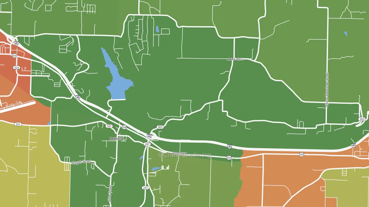 Worthen, AR Map of Vandalism Rates