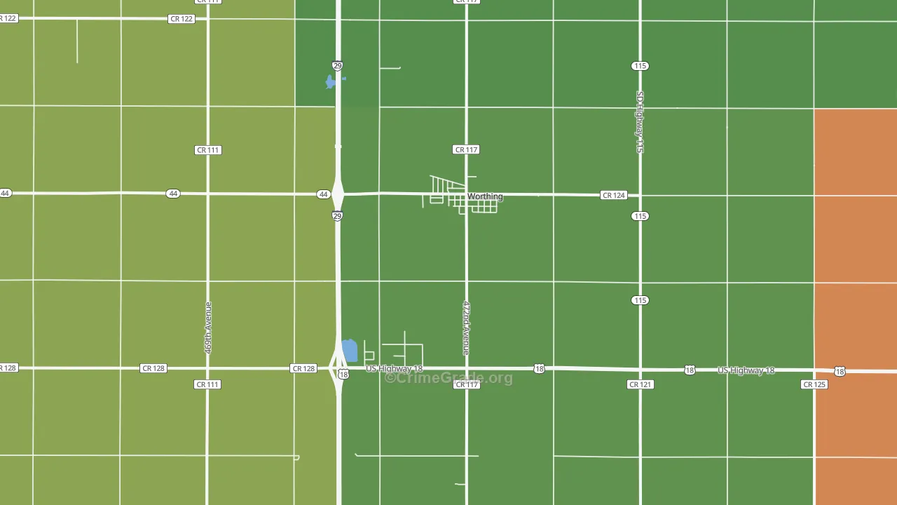 Worthing, SD Map of Vandalism Rates