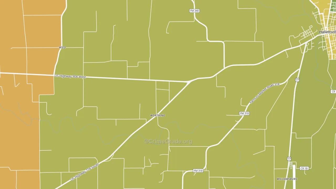 Worthing, TX Map of Vandalism Rates
