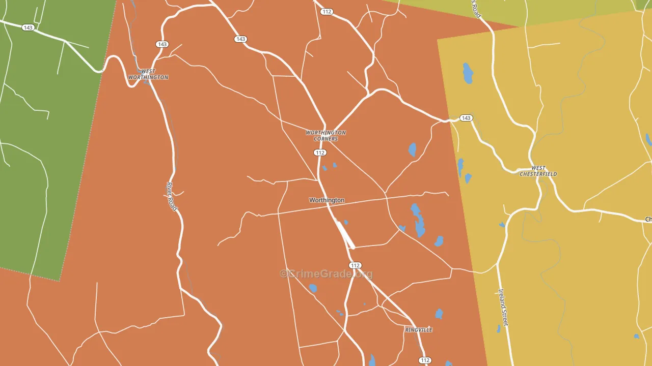 Worthington, MA Map of Vandalism Rates