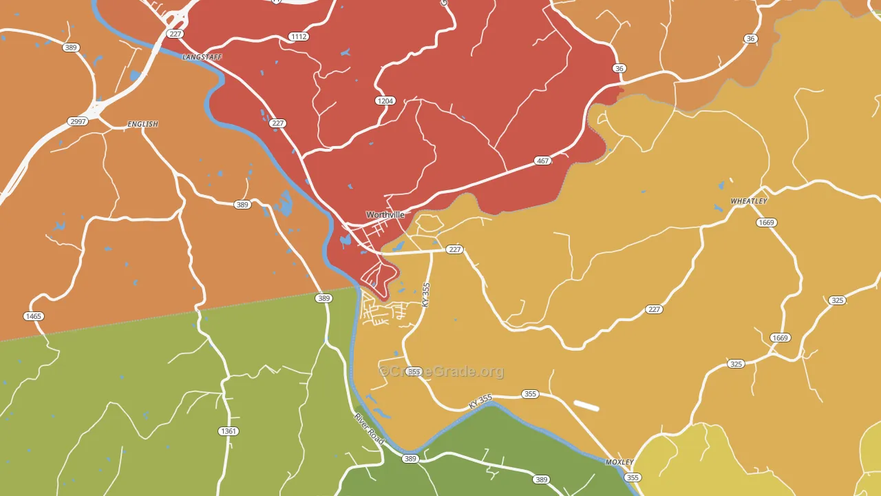 Worthville, KY Map of Vandalism Rates