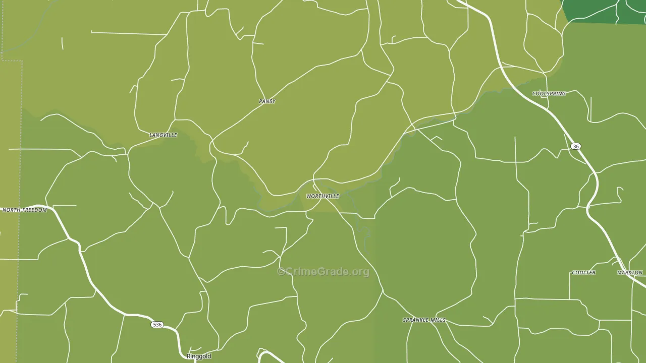 Worthville, PA Map of Vandalism Rates