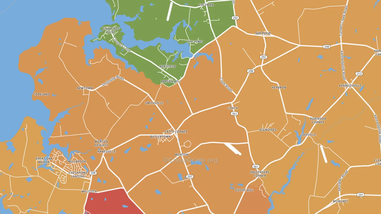 Worton, MD Map of Vandalism Rates