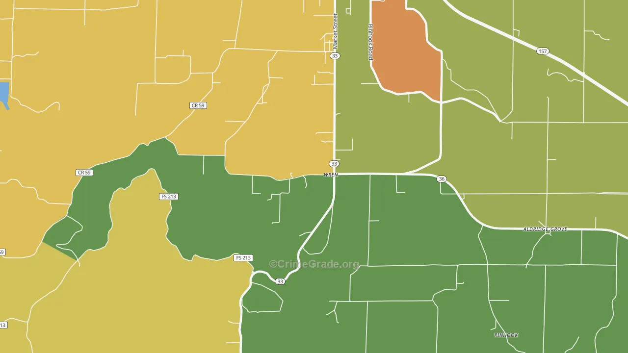 Wren, AL Map of Vandalism Rates