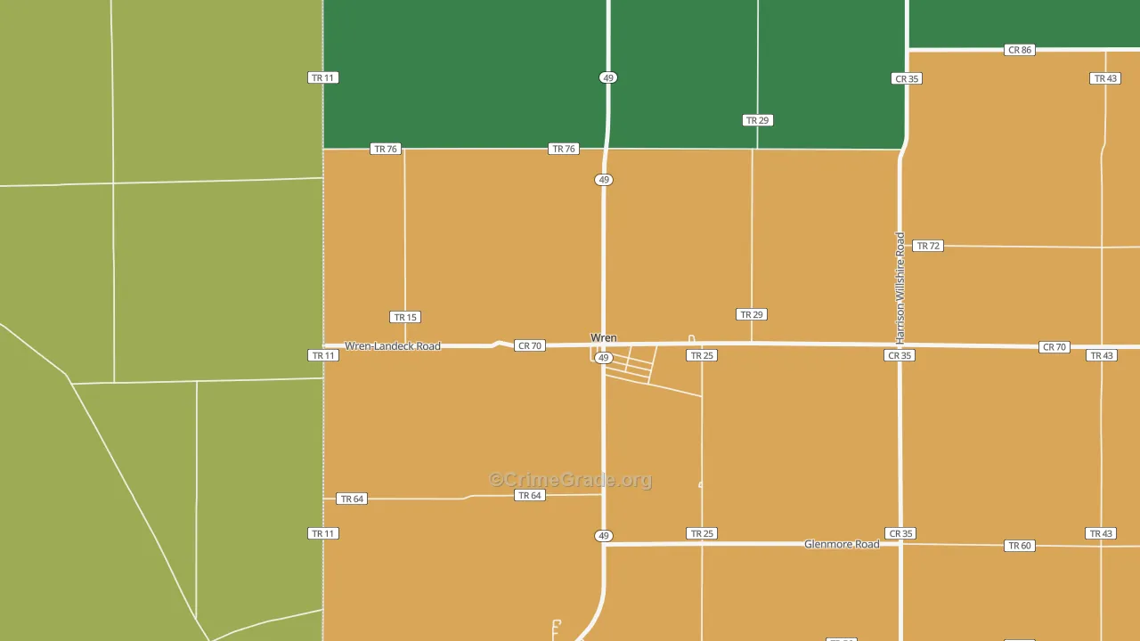 Wren, OH Map of Vandalism Rates